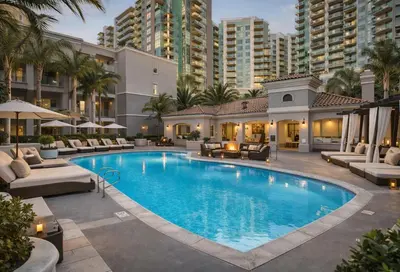 a swimming pool with lounge chairs and a resort at Demo3 in Los Angeles