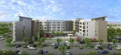 a rendering of a hotel with a parking lot at Hyatt House Ontario Airport in Ontario