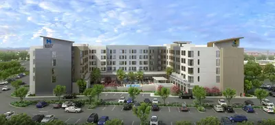 a rendering of a hotel with a parking lot at Hyatt House Ontario Airport in Ontario