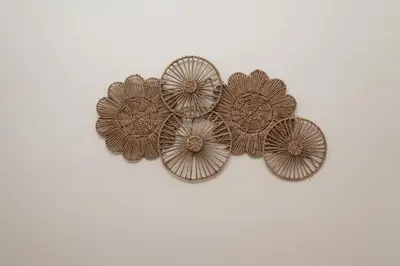 a group of metal flowers on a wall at Modern Hollywood Apt with Pool Spa & Great Views in Los Angeles