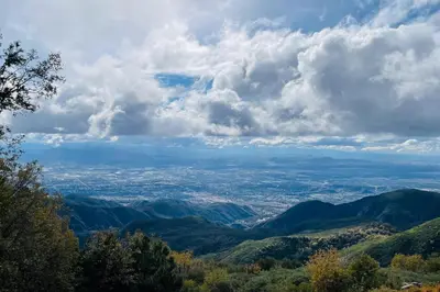 a view of a city from a mountain range at Mtn and Valley Views! Rimforest Lodge with Fireplace in Rimforest