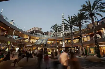 a group of people walking around a shopping mall at Promenade Studio With Free Parking in Los Angeles