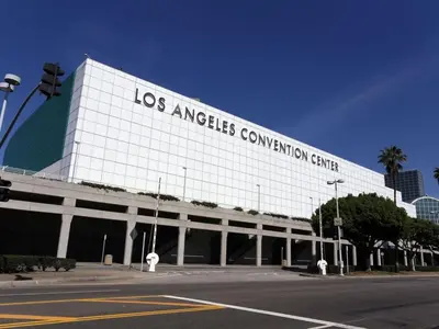 a building with the los angeles convention center at Luxe DTLA Escape - Walk to Games, Events, & Dining in Los Angeles