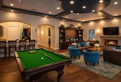 a living room with a pool table at Marina del Rey Modern 2BR 2BA & Near Venice Beach Boardwalk in Los Angeles