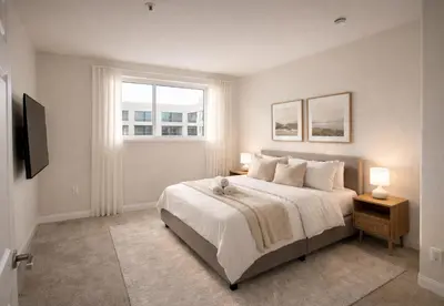 a bedroom with a large bed and a window at Marina del Rey Comfort Stay - Venice in Los Angeles