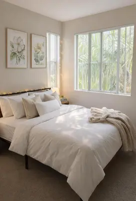 a large white bed in a bedroom with a window at Marina del Rey Cozy 1BR - Near Venice Beach in Los Angeles