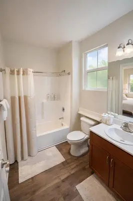 a bathroom with a toilet and a tub and a sink at Marina del Rey 1BR Hideaway - Venice Beach in Los Angeles