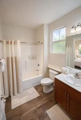 a bathroom with a tub and a toilet and a sink at Marina del Rey 1BR Retreat - Venice Beach in Los Angeles