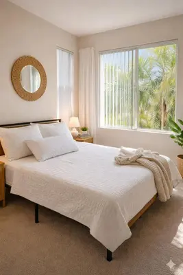 a bedroom with a large bed and a window at Marina del Rey 1BR Retreat - Venice Beach in Los Angeles