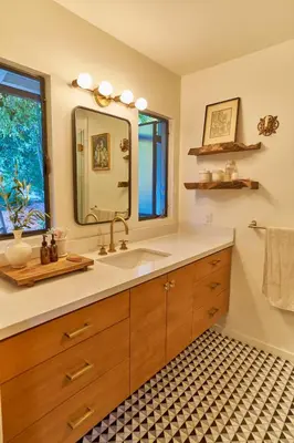 a bathroom with a sink and a mirror at Rancho Palomar in Ojai