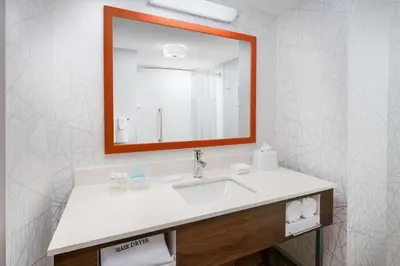 a bathroom with a sink and a mirror at Hampton Inn & Suites Thousand Oaks in Thousand Oaks