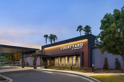 a building with a sign that reads communityanguardanguard at Courtyard by Marriott Los Angeles Hacienda Heights Orange County in Hacienda Heights