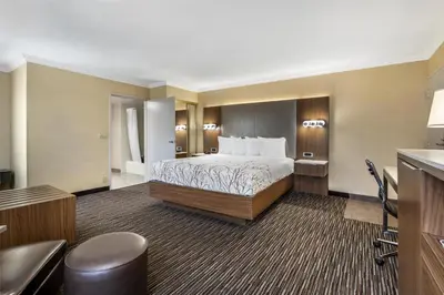 a hotel room with a bed and a desk at Best Western Airpark Hotel - LAX Airport LA Stadium in Inglewood