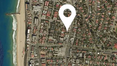 a map of a city with a white dot at Redondo Inn and Suites in Redondo Beach