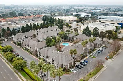 an aerial view of a residential neighborhood with houses at Sonesta ES Suites Torrance Redondo Beach in Torrance
