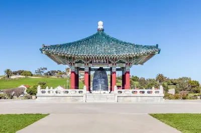 a large pagoda with red columns in a park at Crowne Plaza Hotel Los Angeles Harbor by IHG in San Pedro