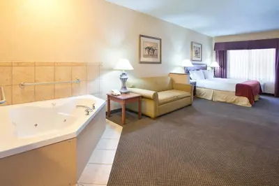 a hotel room with a bed and a bath tub at Holiday Inn Express & Suites Barstow - Route 66 by IHG in Barstow