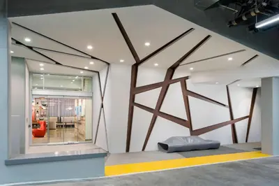 a room with a wall with a sculpture on it at Courtyard by Marriott Santa Monica in Los Angeles