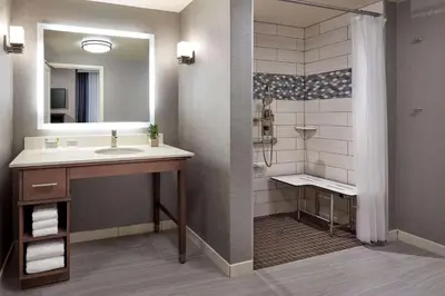 a bathroom with a sink and a shower at Homewood Suites By Hilton Los Angeles Redondo Beach in Redondo Beach