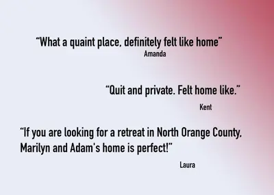 a screenshot of a page of a cell phone with the words what a current place at Artistic Resort Like Home with Pool in Fullerton