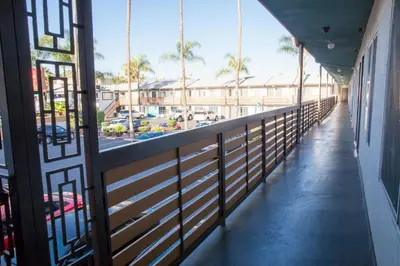 a balcony with a view of a parking lot at The Dixie Hollywood in Los Angeles