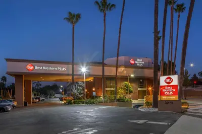 a gas station with a sign in front of it at Best Western Plus West Covina Inn in West Covina