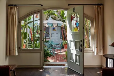 an entry door to a home with a patio at Chateau Marmont in Los Angeles