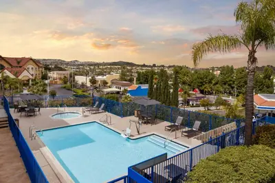 a view of a swimming pool at a resort at Fairfield Inn by Marriott Santa Clarita Valencia in Santa Clarita