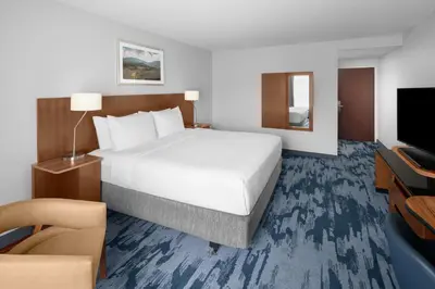 a hotel room with a large bed and a tv at Fairfield Inn by Marriott Santa Clarita Valencia in Santa Clarita