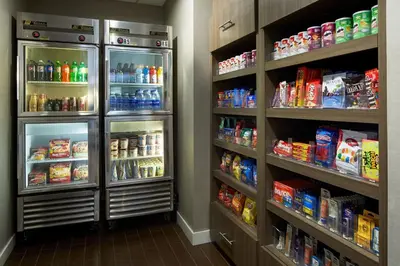 a room with a refrigerator filled with lots of food at Residence Inn Los Angeles Westlake Village in Westlake Village