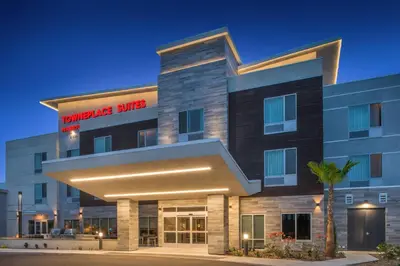 a rendering of the front of a hotel at TownePlace Suites by Marriott San Bernardino Loma Linda in Loma Linda