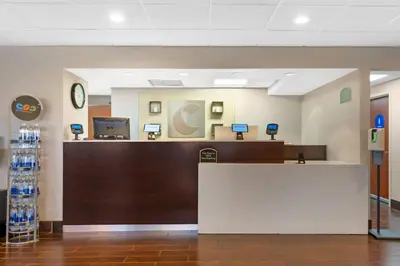 a lobby of a hospital with a reception desk at Comfort Inn Anaheim Resort in Anaheim