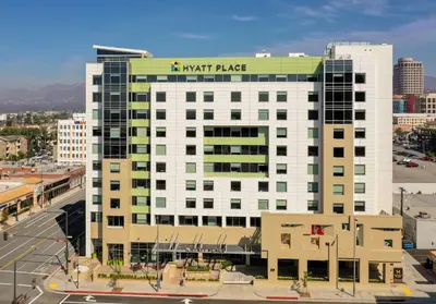 a large white building with a matrix place sign on it at Hyatt Place Glendale/Los Angeles in Glendale