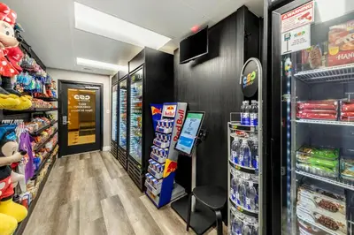 a grocery store aisle with drinks and food at Clarion Hotel Anaheim Resort in Anaheim
