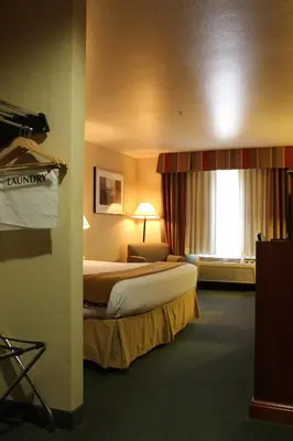 a hotel room with a bed and a window at Holiday Inn Express Tehachapi by IHG in Tehachapi