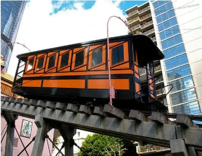 a train on top of a bridge in a city at Eastsider Motel -Downtown LA New Rooms in Los Angeles