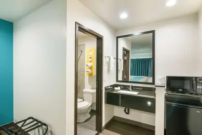 a bathroom with a sink and a toilet at Motel 6-South El Monte, CA - Los Angeles in South El Monte