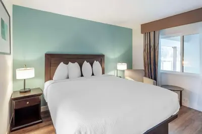 a bedroom with a large white bed and a window at Best Western At Ventura Pier in Ventura