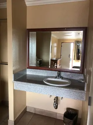 a bathroom with a sink and a mirror at Arlington Inn in Riverside