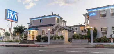a building on the corner of a street with a inn at Ocean Park Inn in Los Angeles