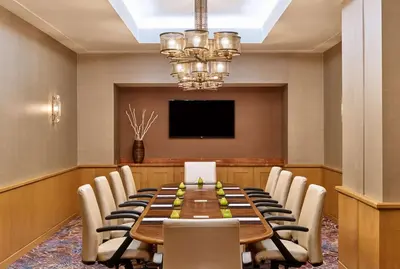 a conference room with a long table and chairs at Hilton Los Angeles North-Glendale & Executive Meeting Center in Glendale
