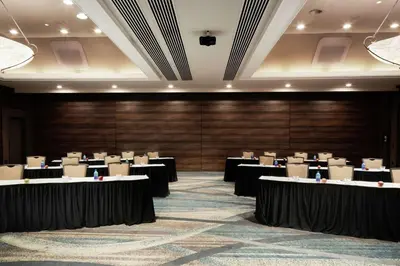 a conference room with tables and chairs in it at DoubleTree by Hilton Monrovia - Pasadena Area in Monrovia