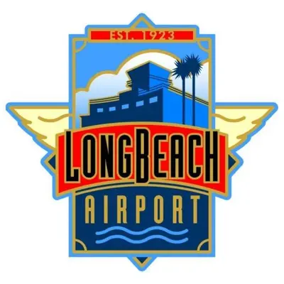 a logo for a long beach airport at Scottish Inns in Long Beach