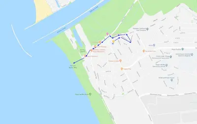 a map showing the route of the cleanup effort at Ocean View Casita in Los Angeles