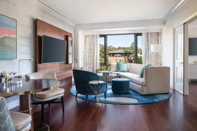 a living room with a couch and a table at Four Seasons Hotel Westlake Village in Westlake Village