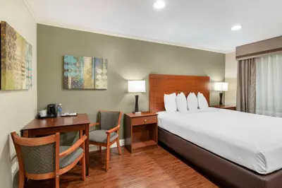 a hotel room with a bed and a desk at Best Western Oxnard Inn in Oxnard