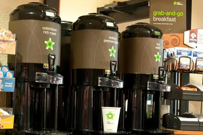 a group of bottles of coffee on a shelf at Extended Stay America Suites - Los Angeles - Simi Valley in Santa Susana Knolls