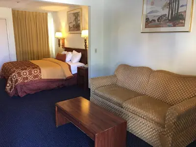 a hotel room with a bed and a couch at Executive Suites Inn in Westminster