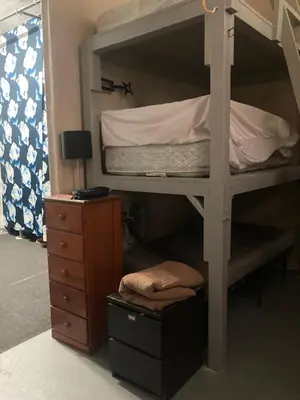 a bedroom with a bunk bed and a dresser at Artist Housing - Downtown in Los Angeles
