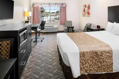 a hotel room with a bed and a desk at Glendale Hotel in Glendale